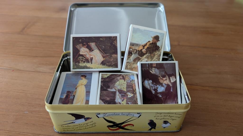 Verzameling lucifer doosjes, 8 stuk in blik, Verzamelen, Ophalen