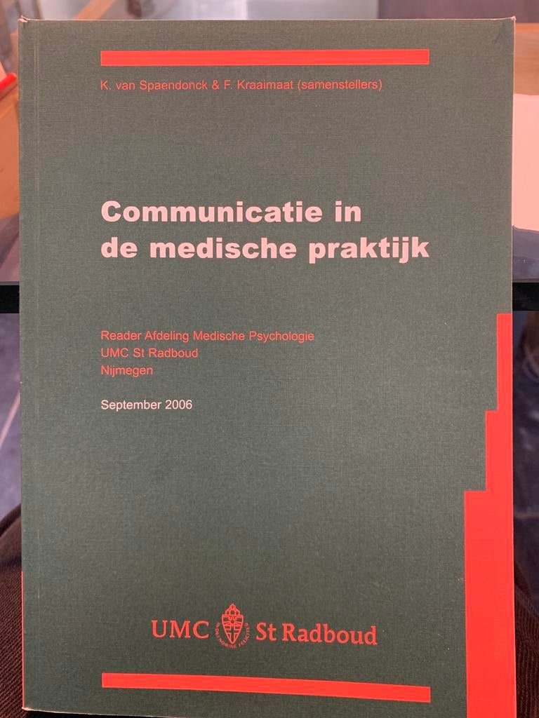 Communicatie in de medische praktijk - UMC St Radboud, Ophalen of Verzenden, Gamma, Gelezen, WO