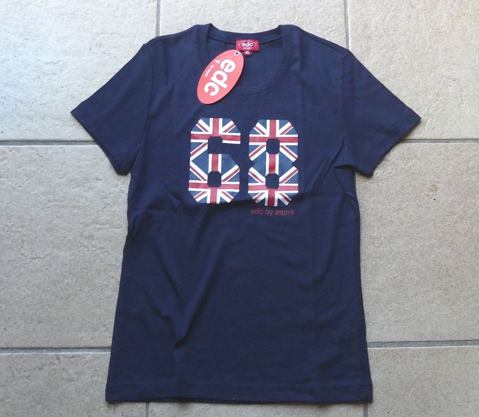 Esprit t-shirt vintage 68 print marineblauw maat XL NIEUW!, Maat 38/40 (M), Blauw, Nieuw, Ophalen of Verzenden