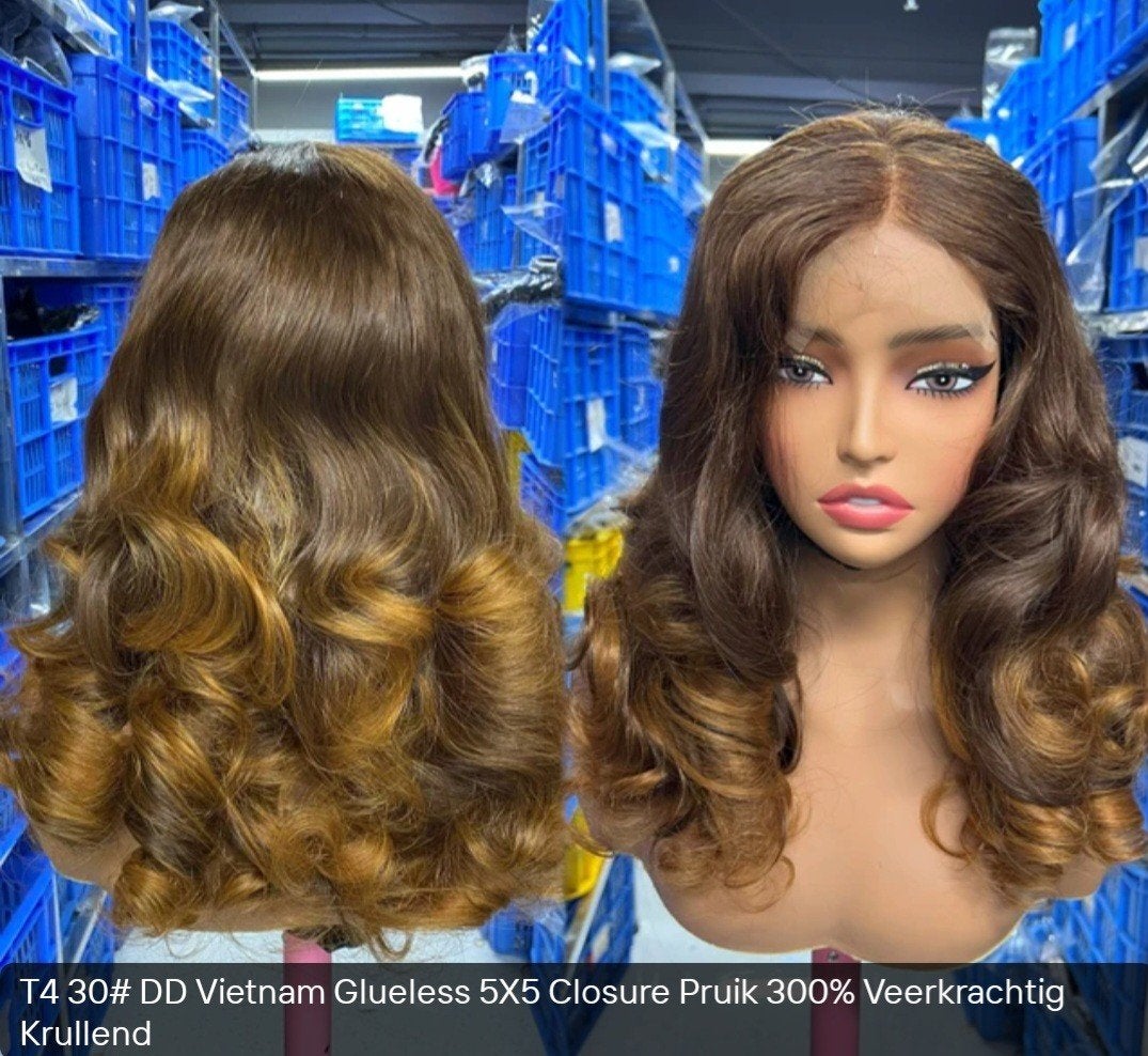 luxe bouncy wig / pruik 100% menselijke haar, Ophalen of Verzenden, Nieuw, Pruik of Haarverlenging