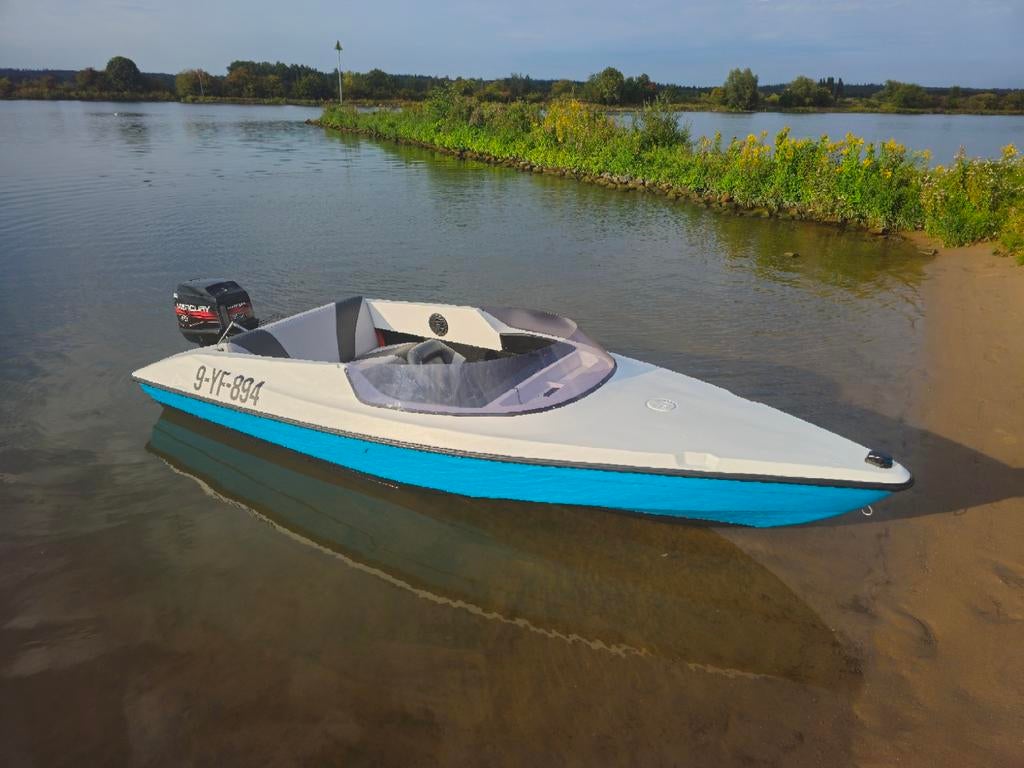 Marina 14 Speedboot met Mercury 60 PK en Kalf kanteltrailer, Ophalen, Zo goed als nieuw, Minder dan 70 pk, Buitenboordmotor