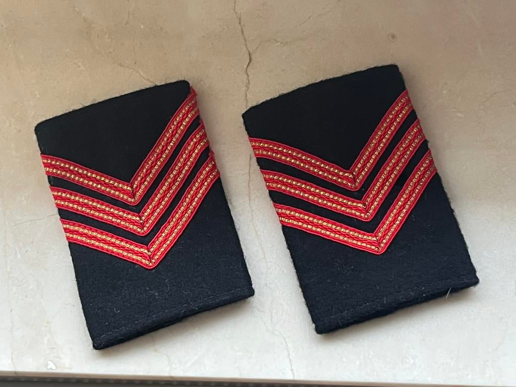 Vintage 2x schuifpassant/epauletten uniform brandweer, Ophalen of Verzenden, Overige soorten, Nederland, Embleem of Badge