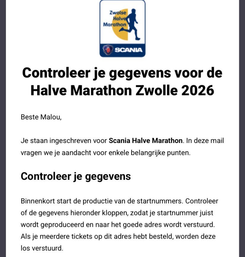 Halve Marathon Zwolle Kaartje, Eén persoon, Overige soorten, Overige typen