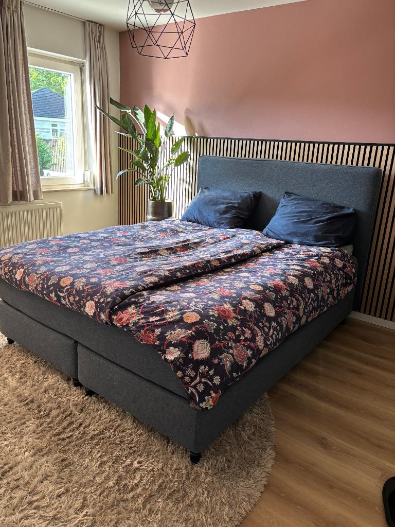 Boxspring DUNVIK IKEA 160x200, Ophalen, Gebruikt, Blauw, Tweepersoons
