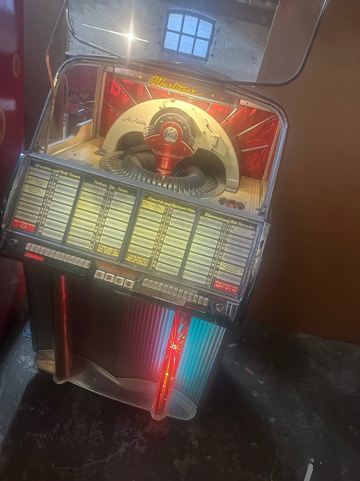 Wurlitzer 1800 Jukebox - Speelt geweldig, super geluid, Ophalen of Verzenden, Gebruikt, 1950 tot 1960, Wurlitzer