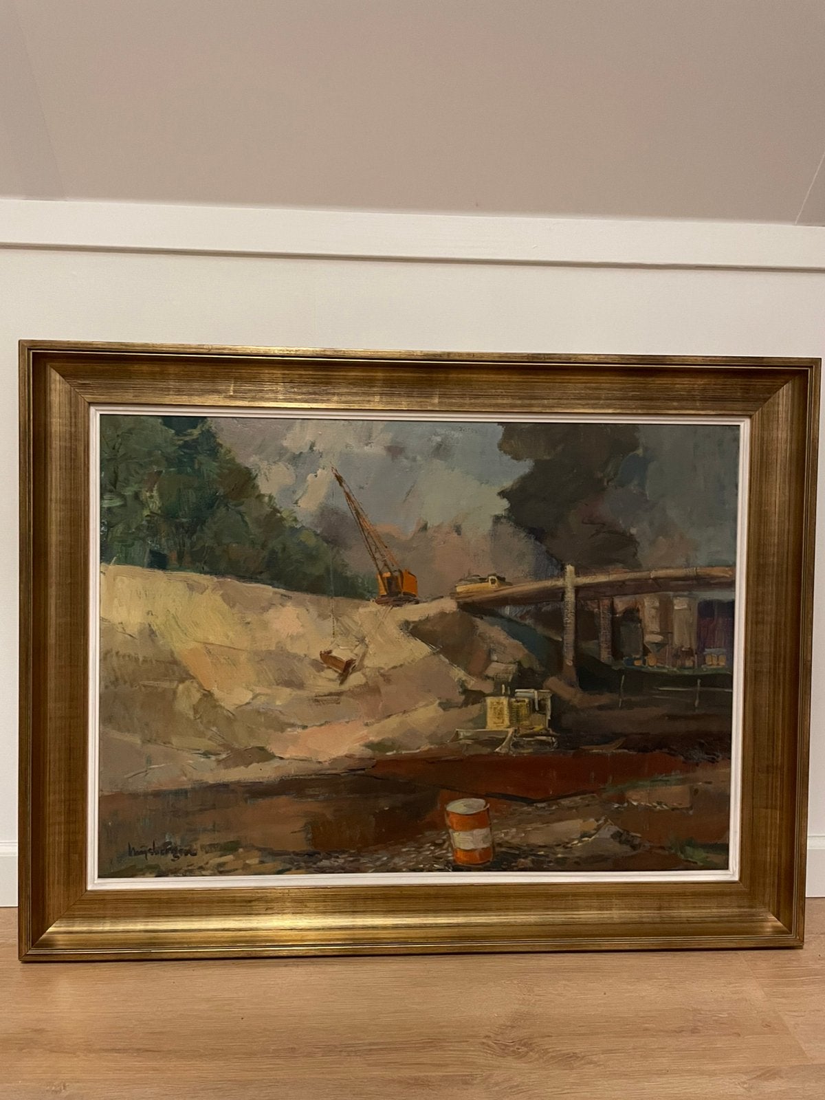 Topstuk “De Werf” van Joop Mijsbergen NL (jaren 1980’s), Antiek en Kunst, Kunst | Schilderijen | Klassiek, Ophalen, Doek, Gesigneerd