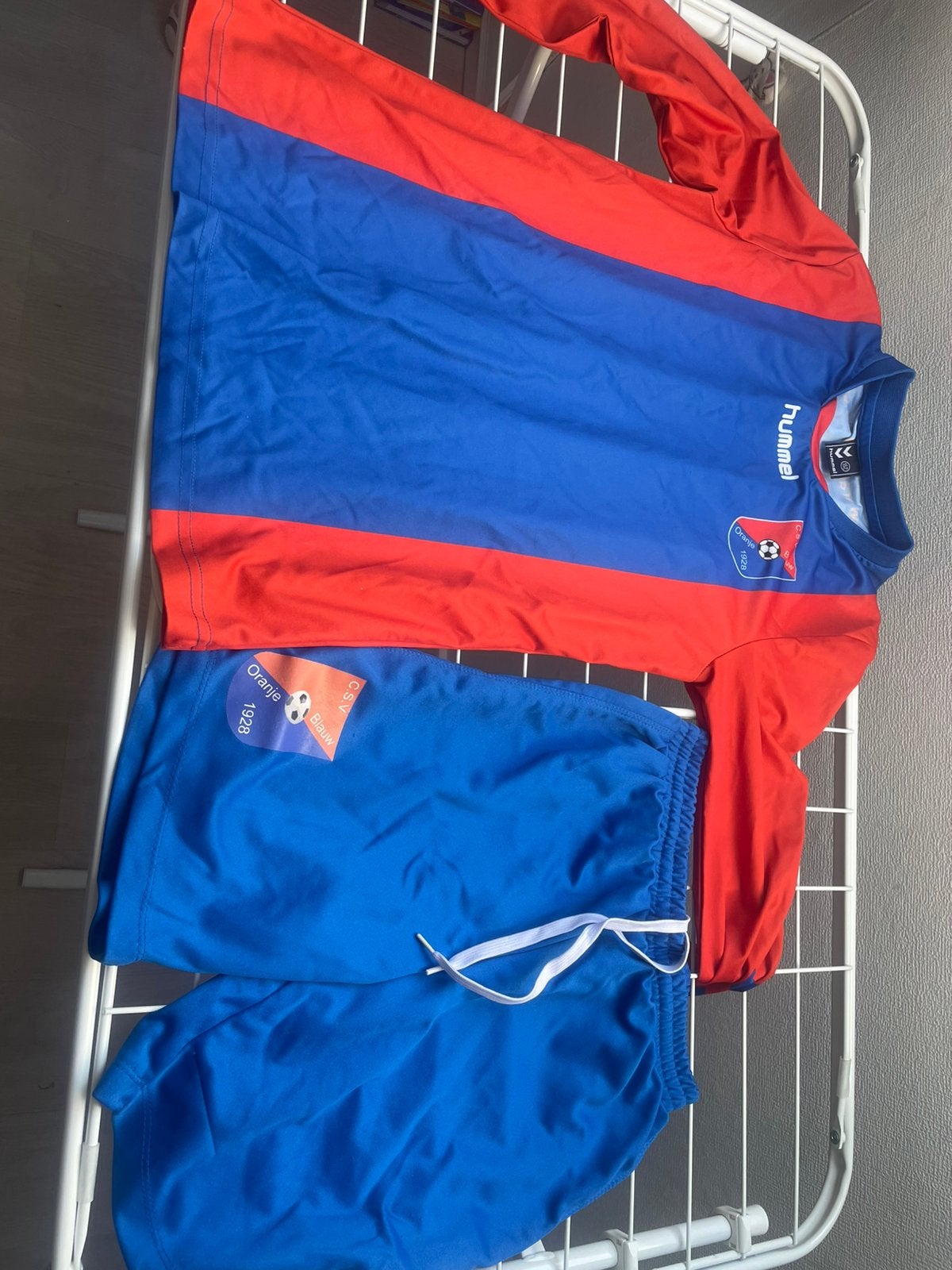 Football kleren/Oranje Blauw, Maat XS of kleiner, Ophalen, Zo goed als nieuw