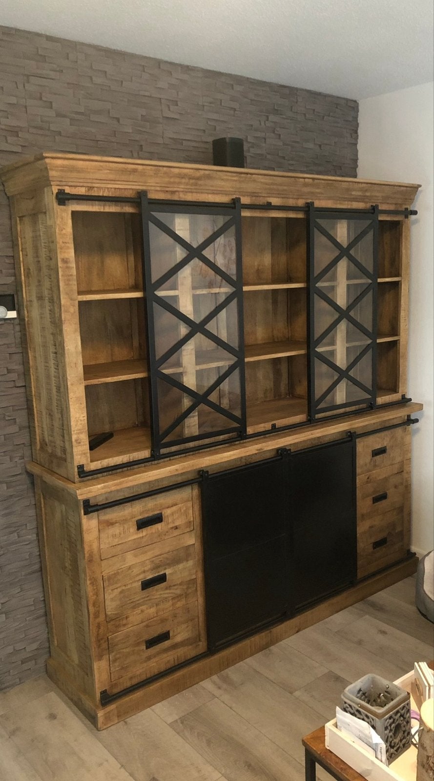 Mangohouten Buffetkast 180X200, Ophalen, Gebruikt, 200 cm of meer, 150 tot 200 cm