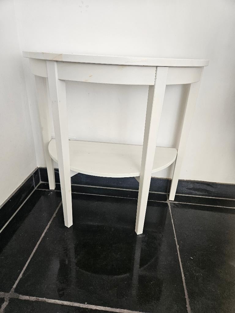 sitetable wit halve maan - halfronde bijzettafel, Huis en Inrichting, Tafels | Sidetables, Ophalen, Gebruikt, 50 tot 100 cm, Overige vormen