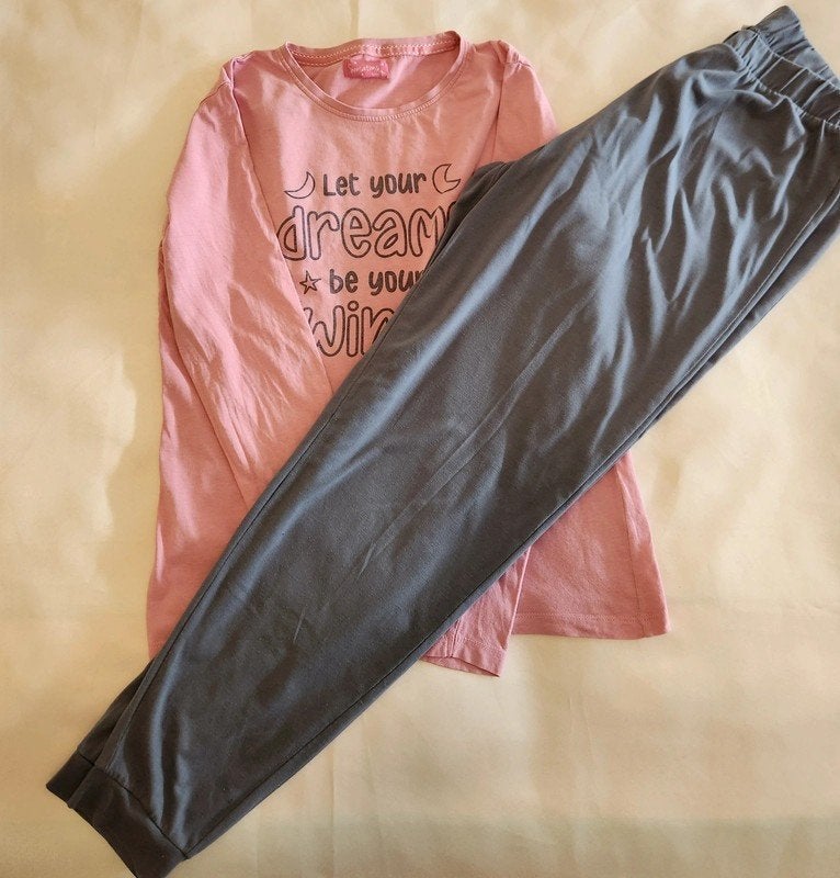 Pyjama set, kleur licht roze grijs, maat M, merk tex, Kleding | Dames, Tex, Ophalen of Verzenden, Zo goed als nieuw, Maat 38/40 (M)