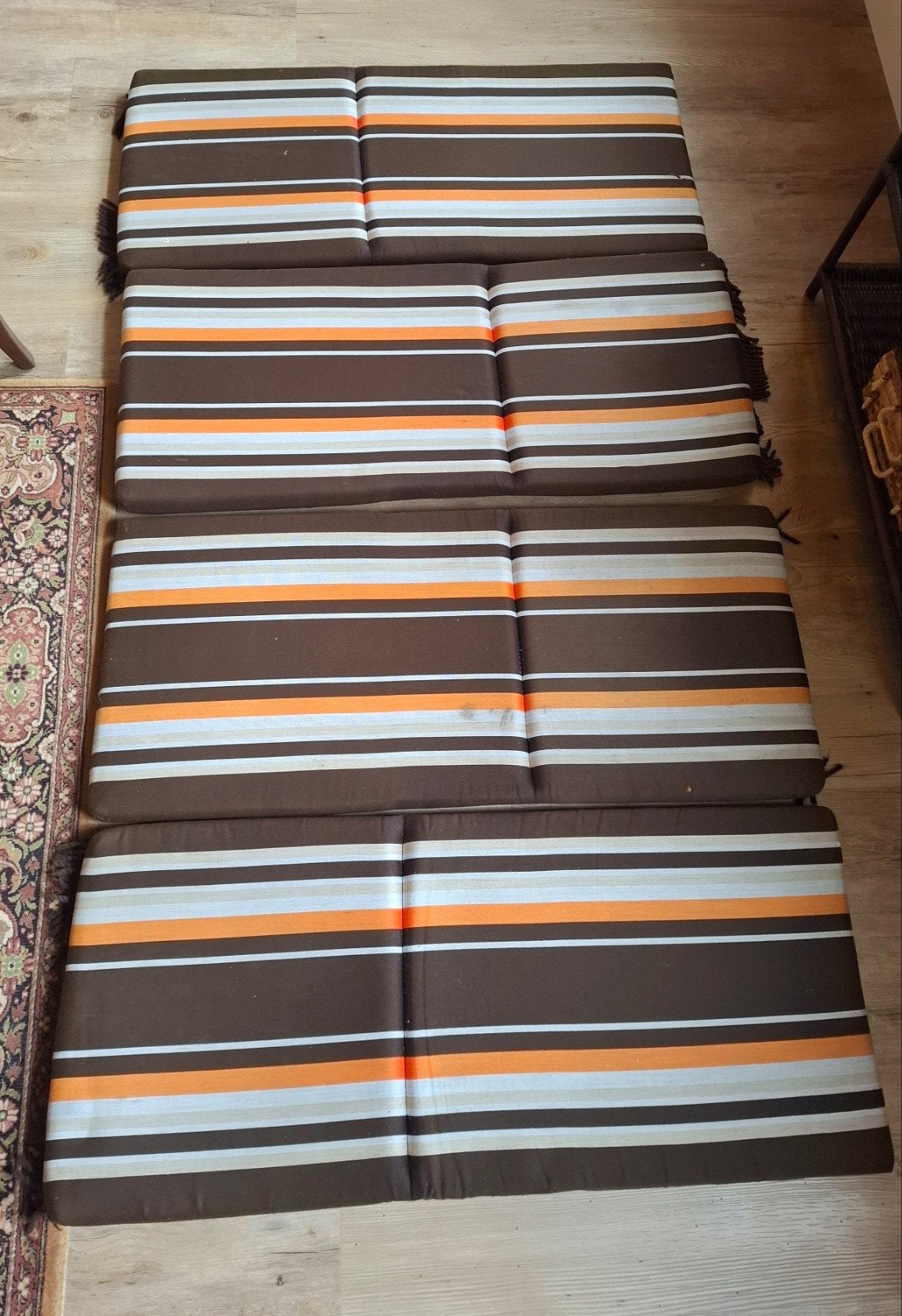 Vintage gestreepte kussenset - Made in Holland, Ophalen, Gebruikt, Bruin, Eén