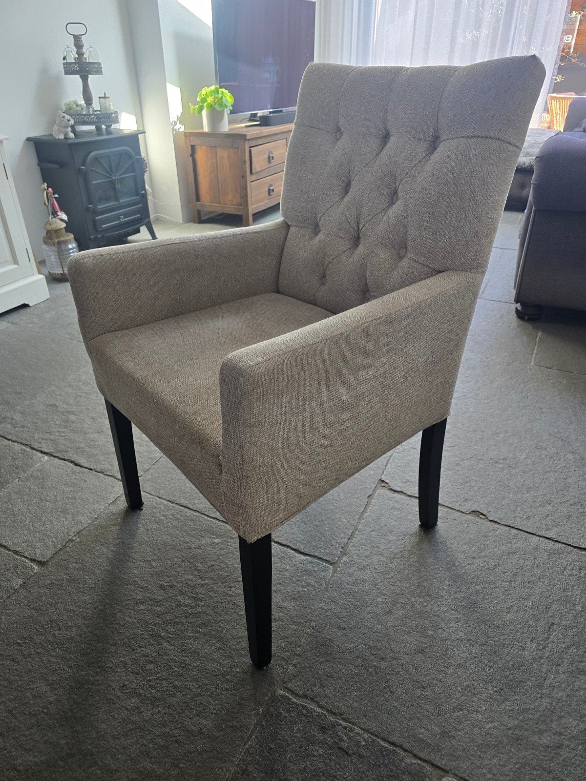 zgan brocante beige stoelen 4 stuks, Ophalen, Zo goed als nieuw, Minder dan 75 cm, 50 tot 75 cm