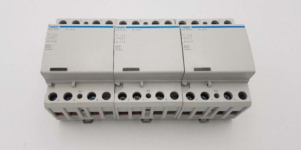 Hager Magneetschakelaar / Relais ES340 Ith 40A 440V (3x), Gebruikt, Onbekend, Ophalen of Verzenden, Onbekend