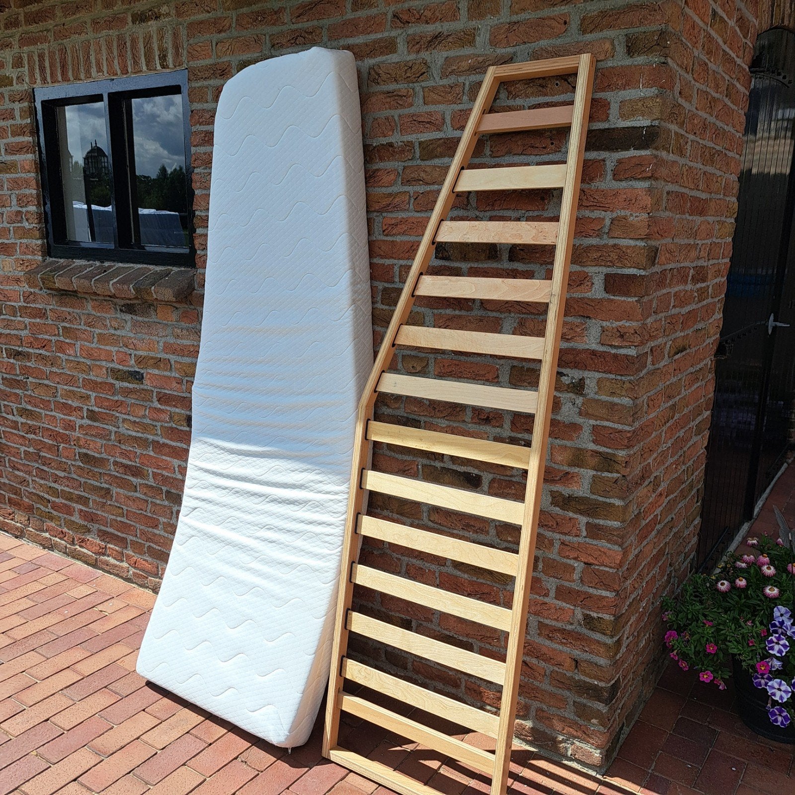 Lattenbodem en matras voor Frans bed, Caravans en Kamperen, Caravan accessoires, Ophalen, Gebruikt