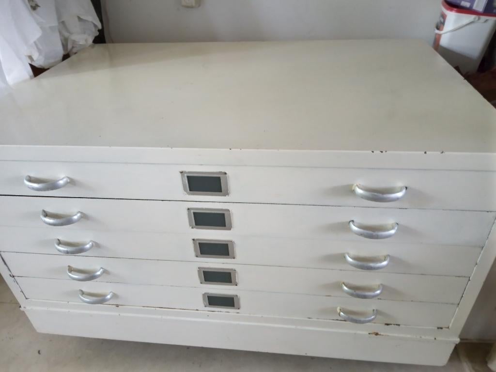 vintage metalen tekenladenkast, Ophalen, Gebruikt, 100 tot 150 cm, 5 laden of meer