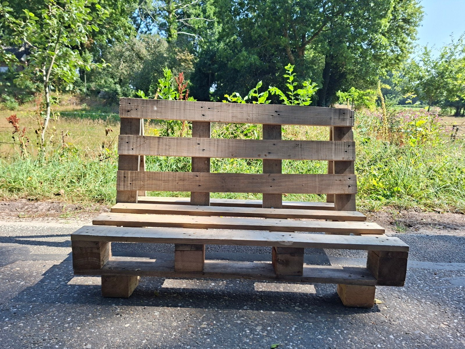 Handgemaakte palletbank - Duurzaam en uniek, Tuin en Terras, Ophalen, Gebruikt