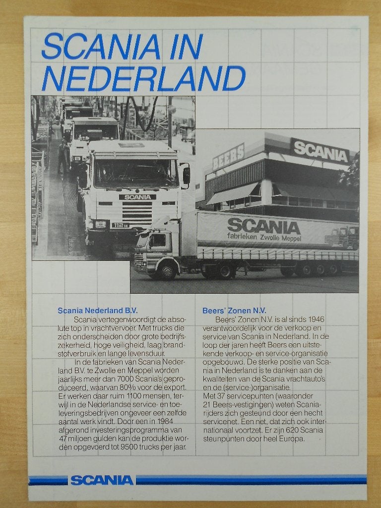 Scania in Nederland Brochure 1986, Ophalen of Verzenden, Zo goed als nieuw, Overige merken, Scania