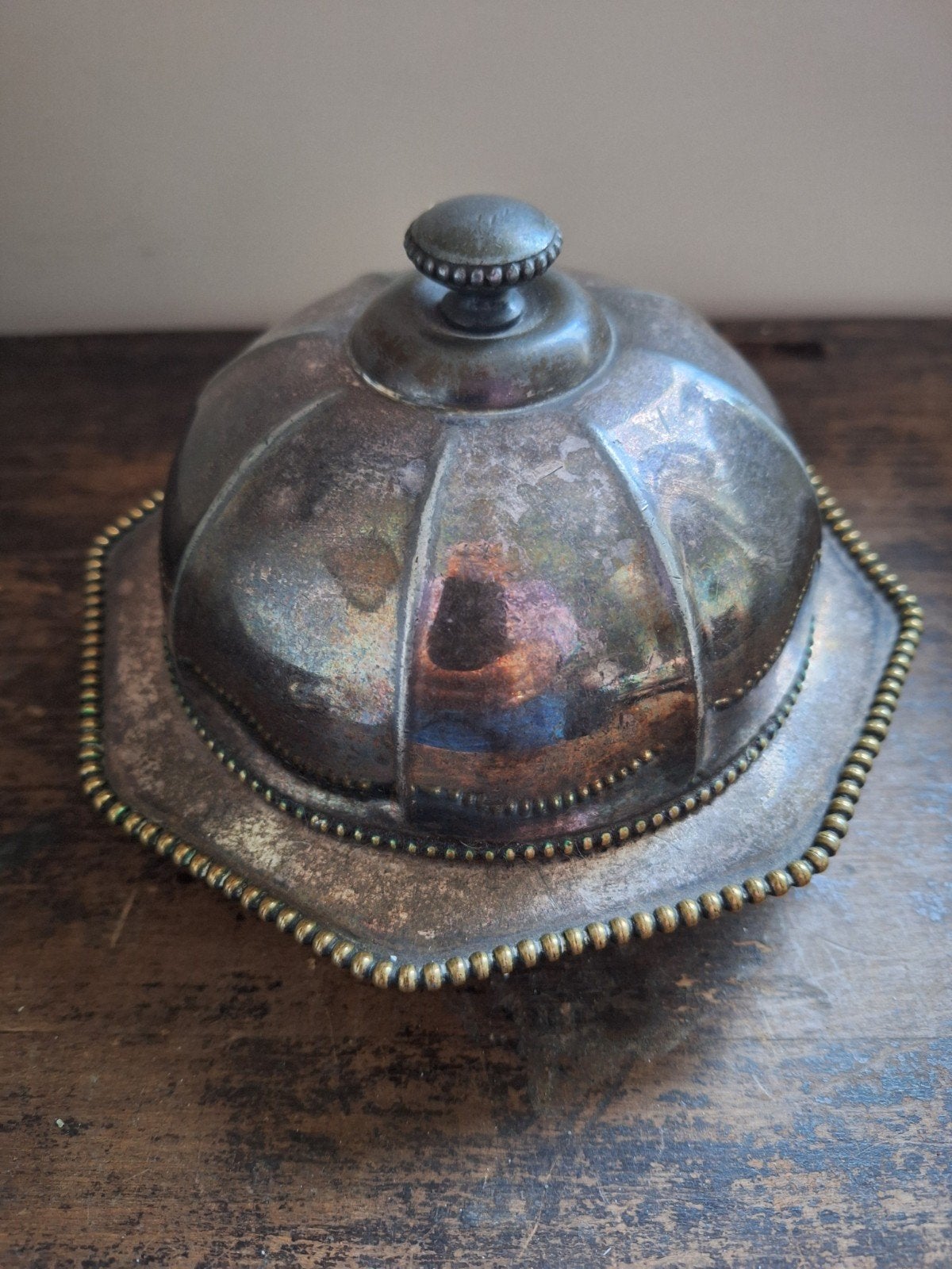 Antieke verzilverde botervloot - Art Deco stijl, Antiek en Kunst, Ophalen of Verzenden