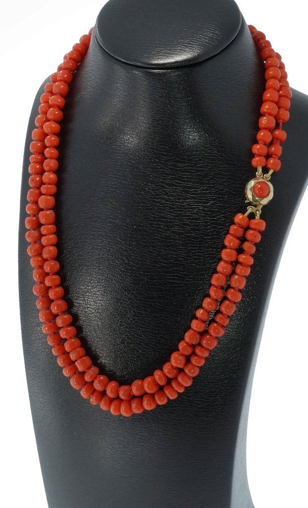 Bloedkoraal antieke ketting fraai 14k slot goud dame vintage