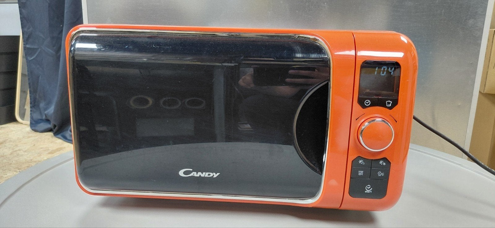 Candy EGO retro magnetron met grill – oranje – 25L / 900W, Witgoed en Apparatuur, Grill, Ophalen of Verzenden, Draaiplateau, Magnetron