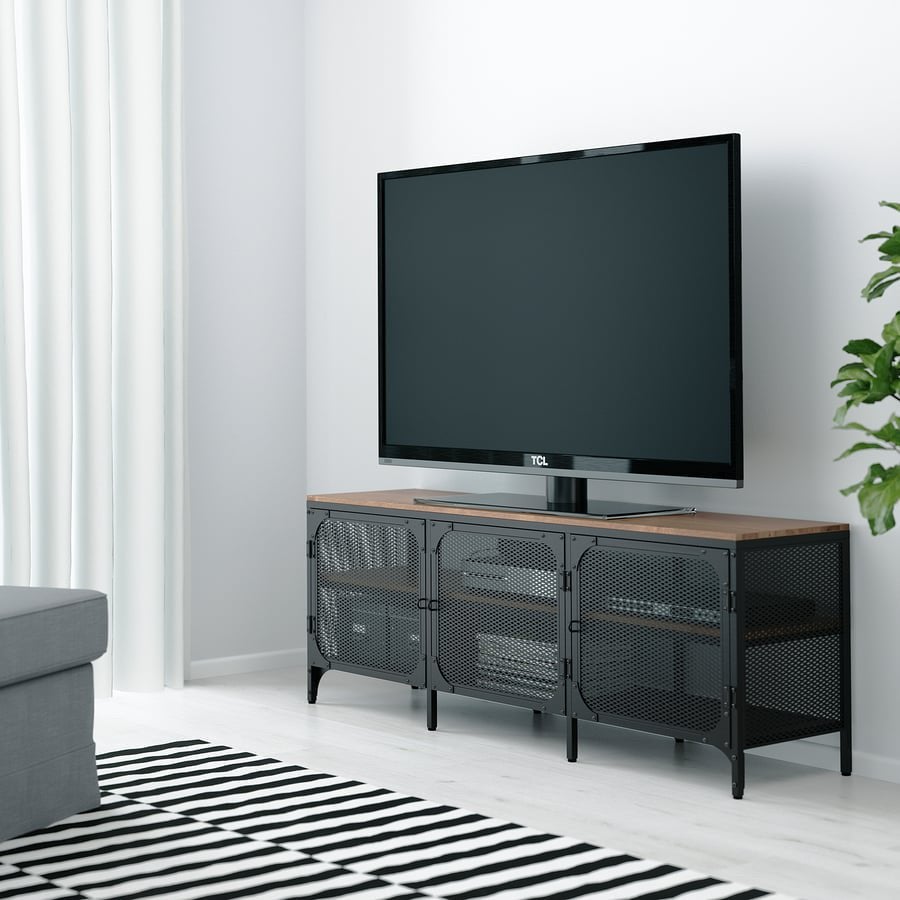 FJÄLLBO Tv-meubel, zwart, 150x36x54 cm, Huis en Inrichting, Kasten | Televisiemeubels, Ophalen, Zo goed als nieuw, 25 tot 50 cm