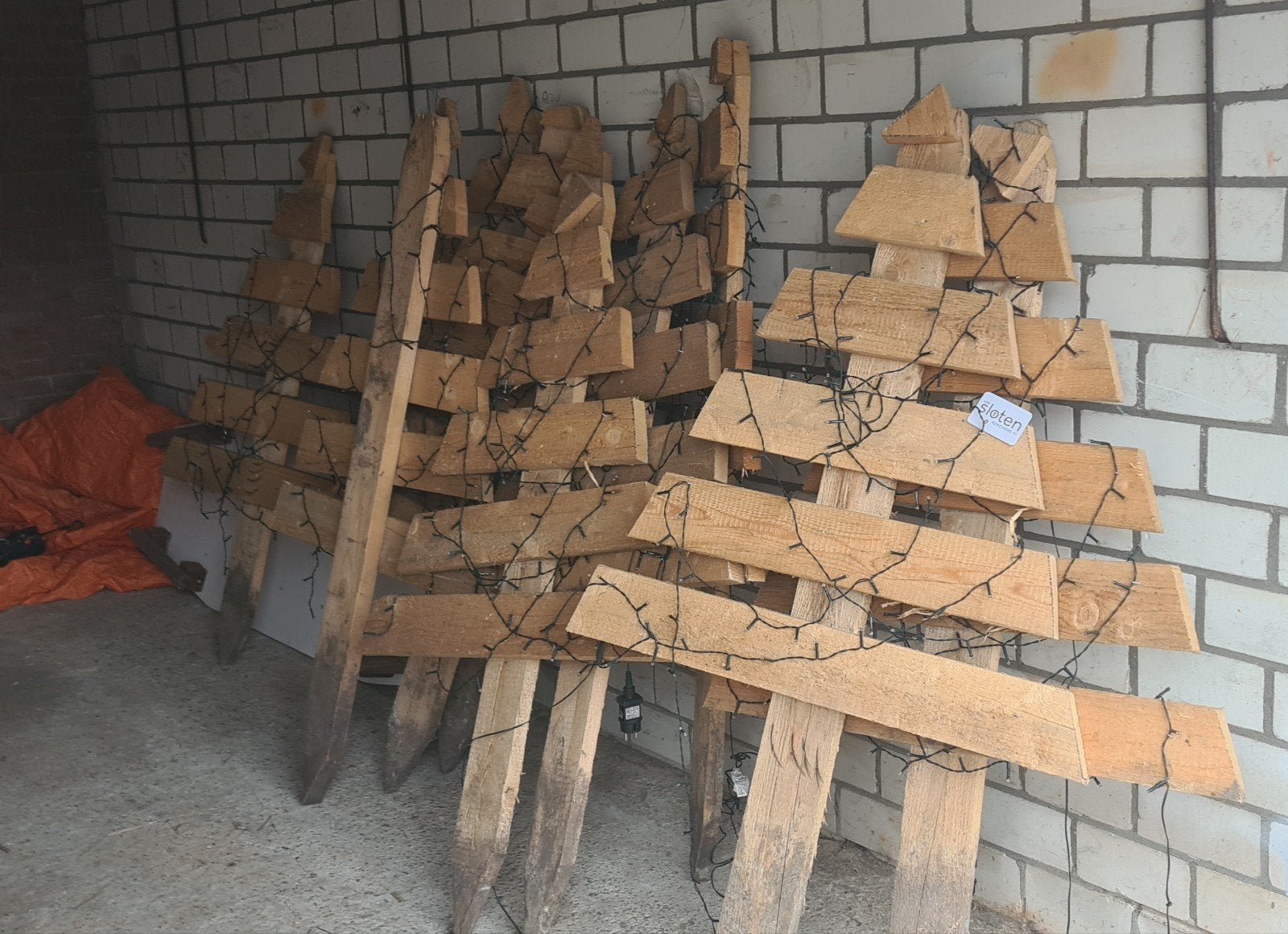 kerstverlichting kerstboom hout 10 stuks : lees omschrijving, Ophalen, Gebruikt
