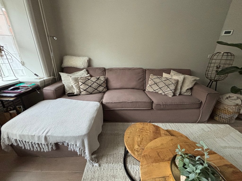 Bank met lounge gedeelte, Ophalen, 250 tot 300 cm, Gebruikt, Minder dan 75 cm