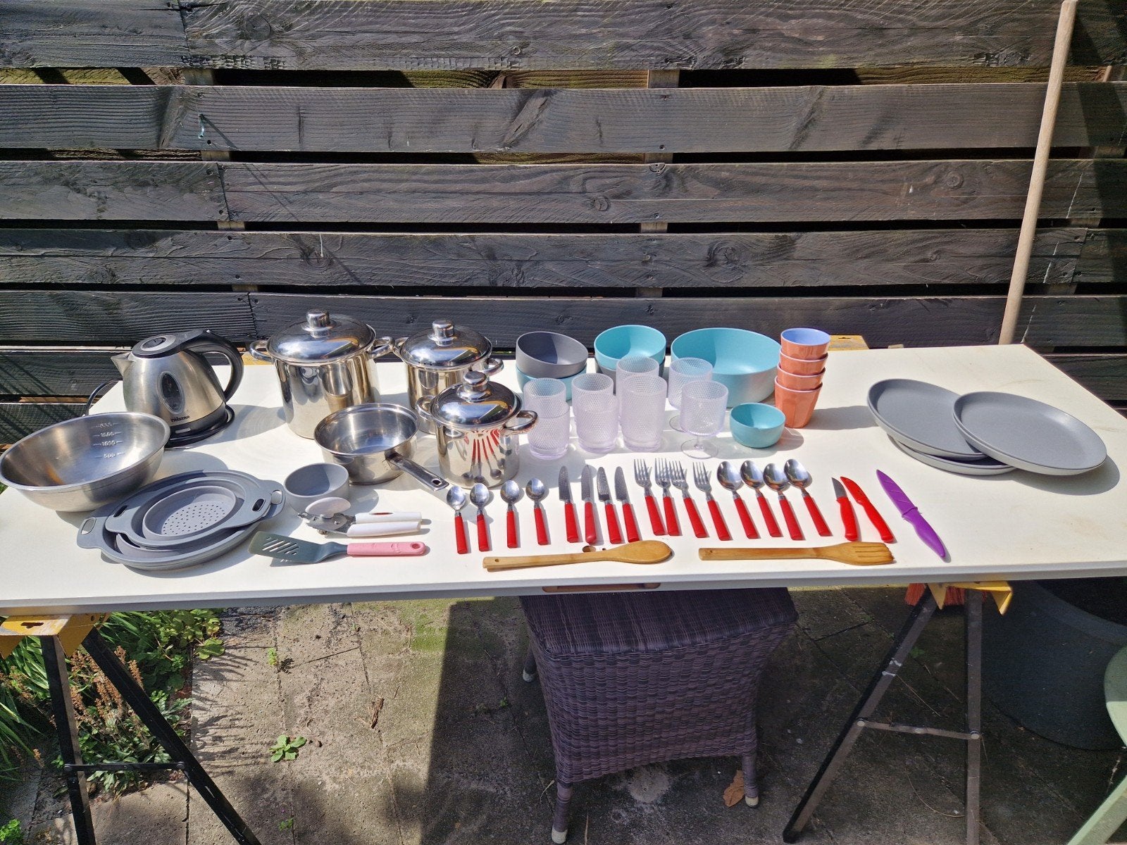 Complete Keukenset: Pannen, Servies, Bestek & Meer!, Caravans en Kamperen, Ophalen, Gebruikt
