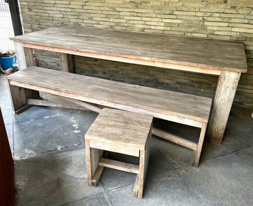 Tuintafel steigerhout, Ophalen, Gebruikt, Rechthoekig, Hout