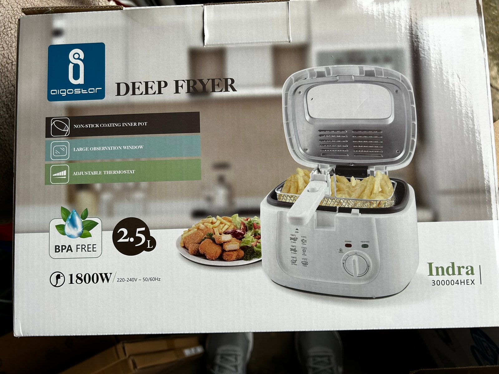 Aigostar Indra 2.5L Friteuse - Nieuw in doos, 2 tot 3 liter, Ophalen of Verzenden, Nieuw, Uitneembare binnenpan