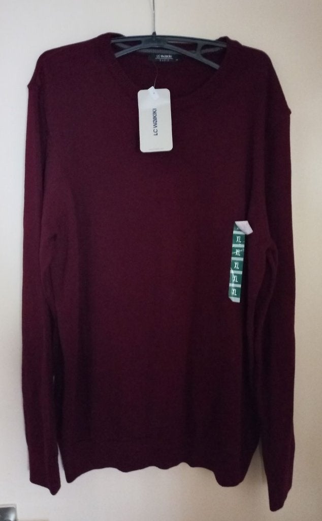 Nieuwe donker rode sweater trui met ronde hals LC Waikiki, Rood, Maat 56/58 (XL), Nieuw, LC Waikiki