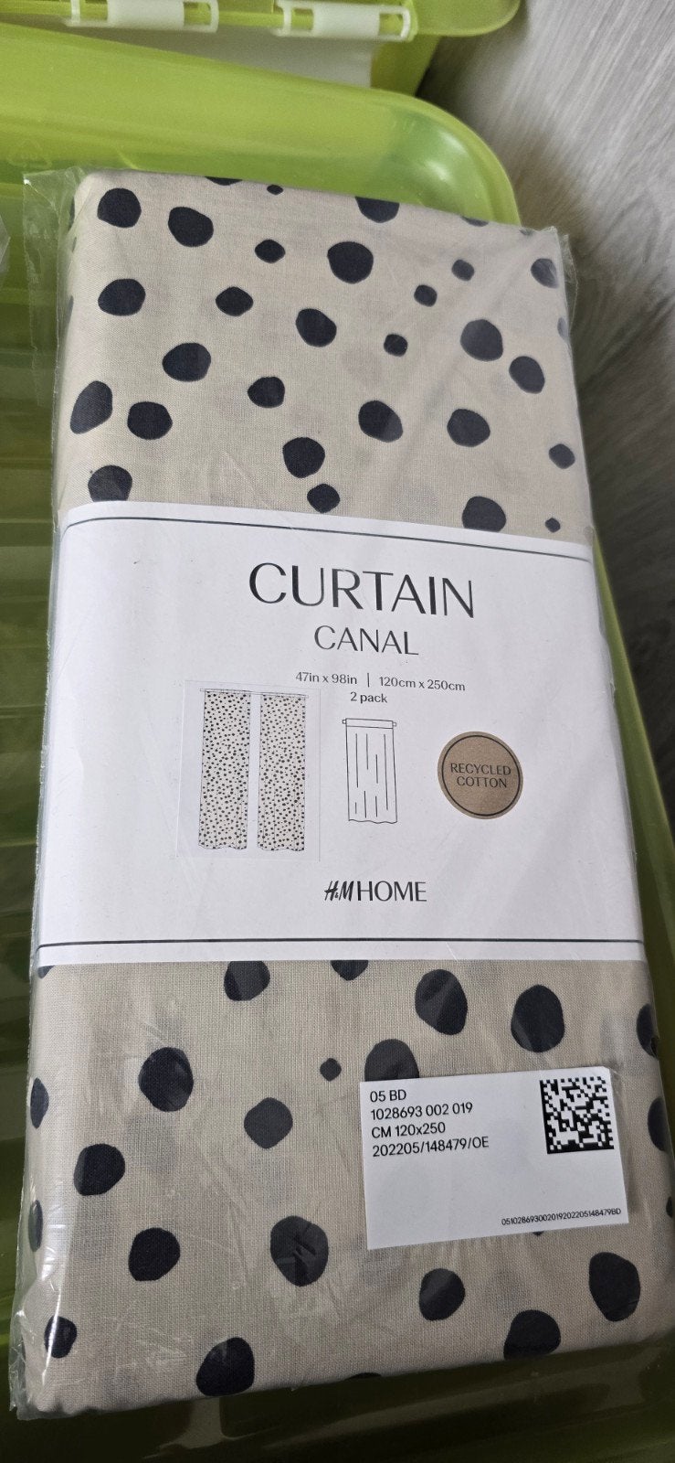 Nieuwe set H&M HOME gordijnen met stippen (120x250cm), Nieuw, Ophalen of Verzenden, Beige, 125 cm