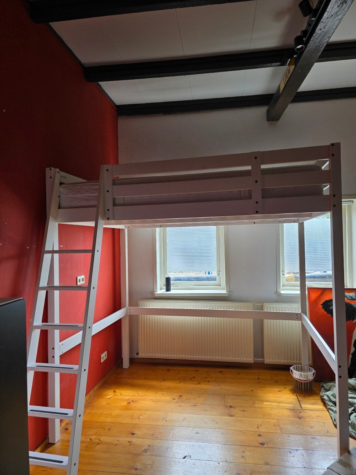 IKEA STORÅ hoogslaper wit gebeitst 140x200 cm, Ophalen, Tweepersoons, 140 cm, Hoogslaper