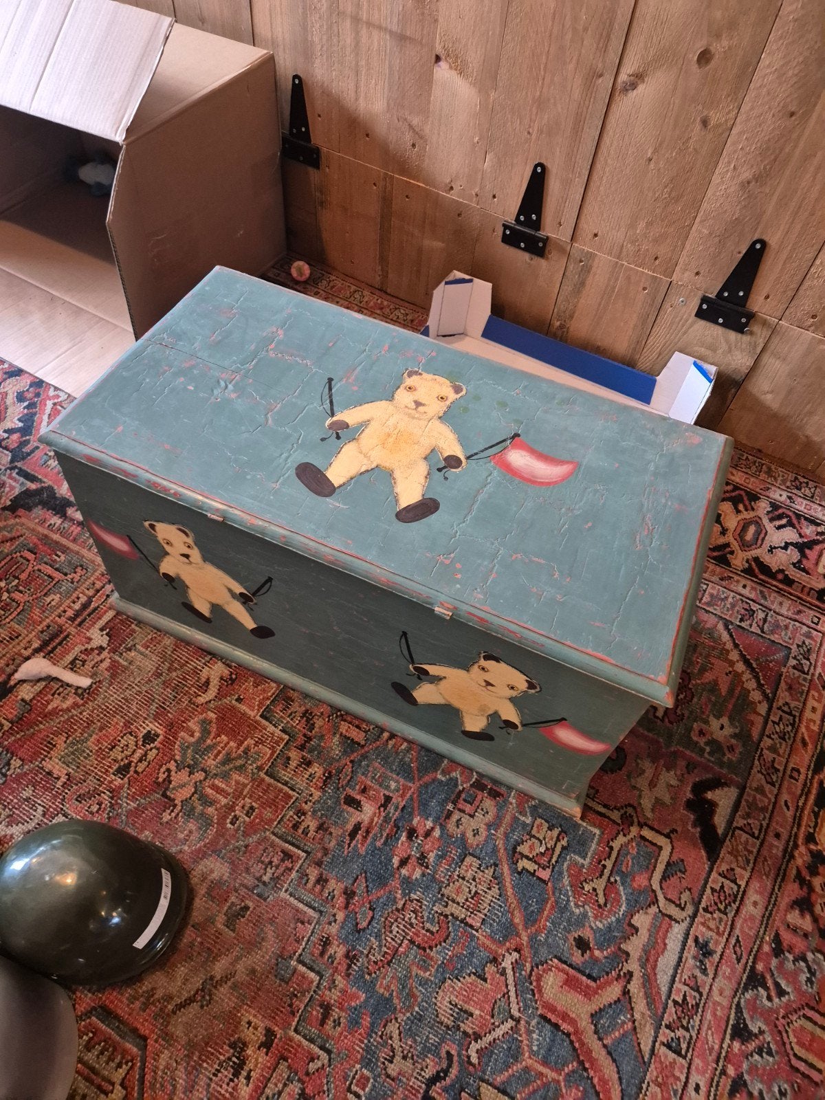 Houten speelgoedkist met beertjes - maten zie foto's, Ophalen, Gebruikt, 50 tot 100 cm, 5 – 50
