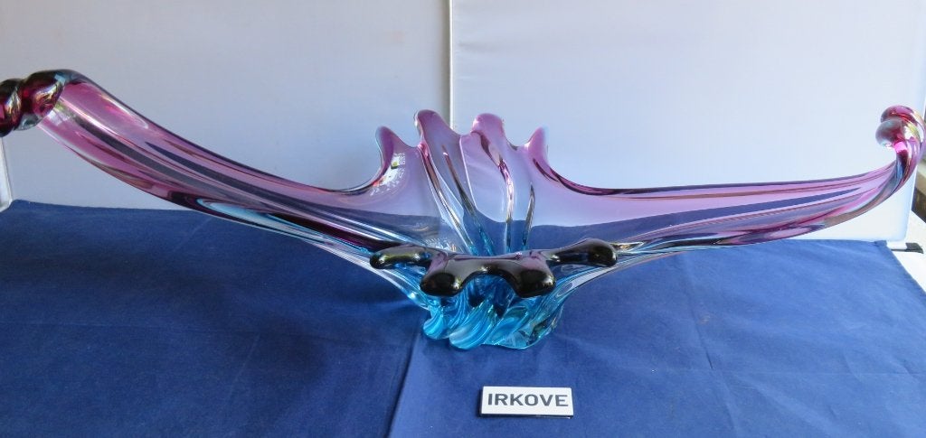 MURANO PRACHT SCHAAL ROZE BLAUW * Kristal *, Glas, Ophalen of Verzenden, Schaal, Roze