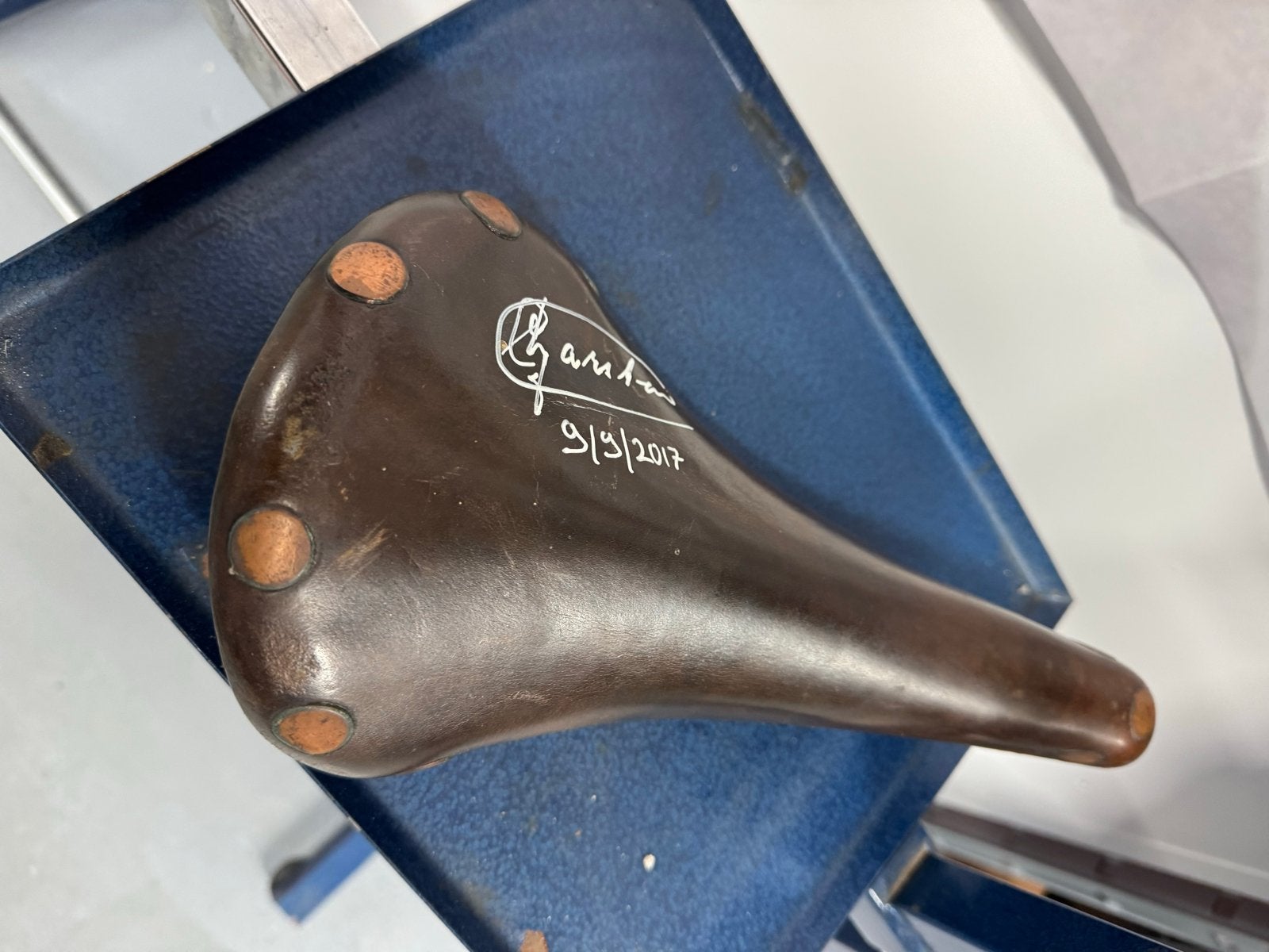 Brooks ti raleigh gesigneerd door Gerben Karstens - Raleigh, Fietsen en Brommers, Gebruikt, Leer, Ophalen of Verzenden, Zadel