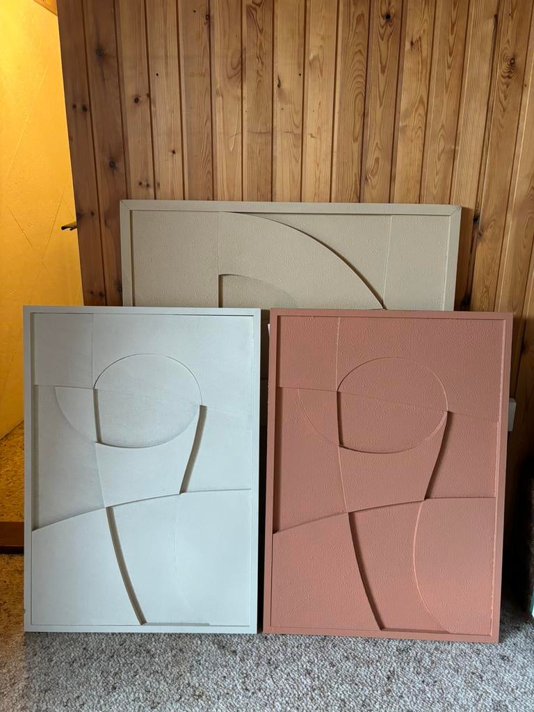 Houten muurdecoratie 3 stuks, Ophalen, Zo goed als nieuw