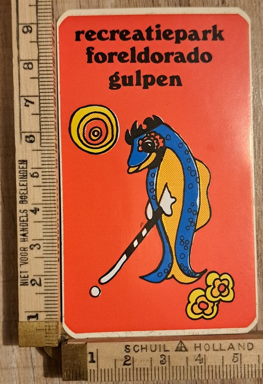 Vintage recreatiepark Foreldorado Gulpen vis forel strip, Verzamelen, Stickers, Zo goed als nieuw, Ophalen of Verzenden