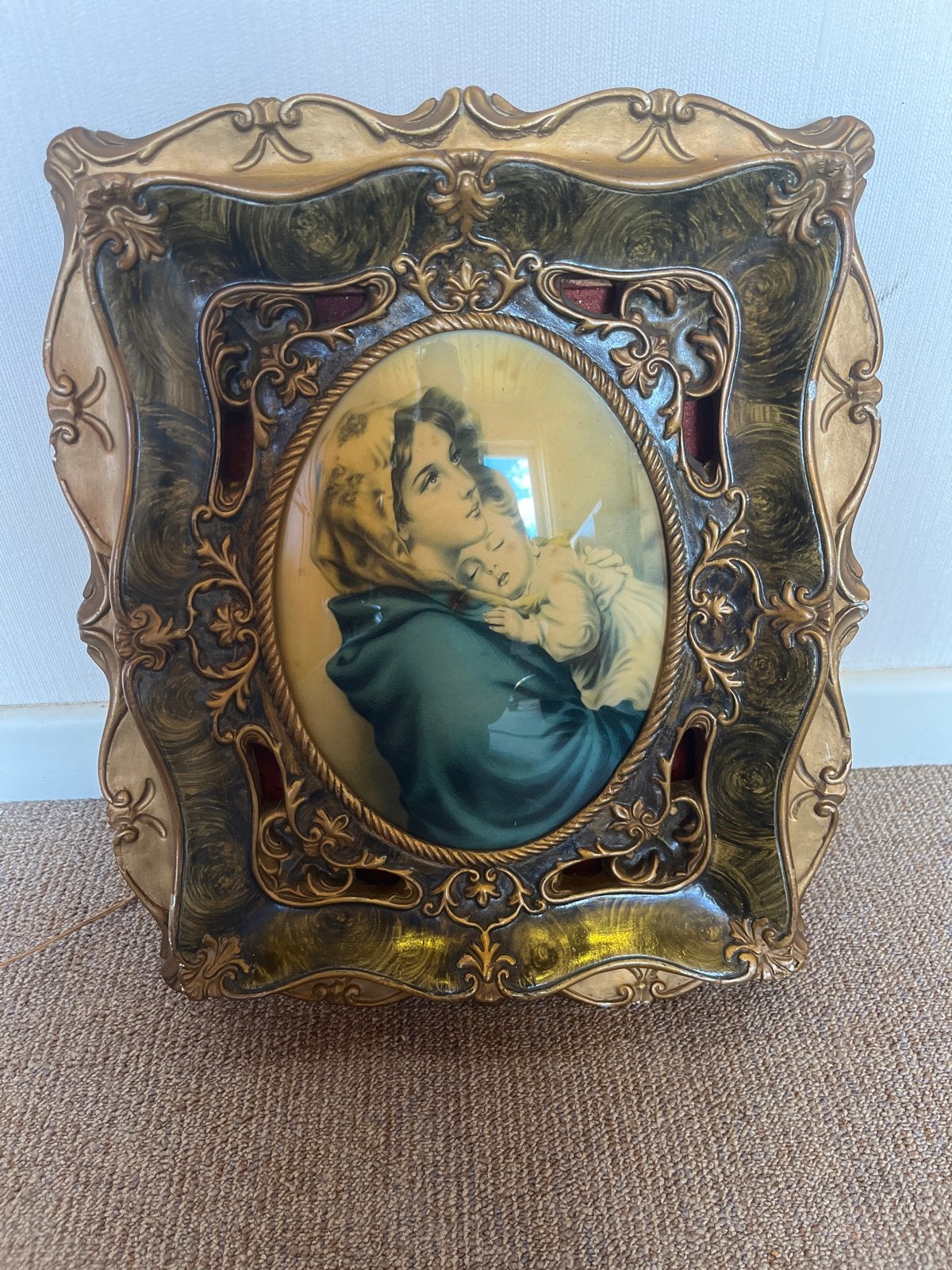 Vintage Madonna met Kind Lijst met Verlichting, Ophalen