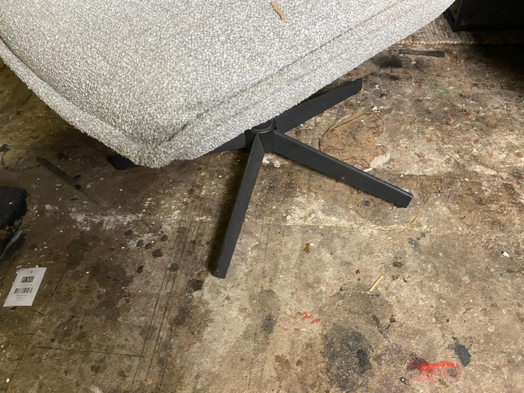 Draaifauteuil grijze bouclé stof, Ophalen, Nieuw, Stof, 75 tot 100 cm