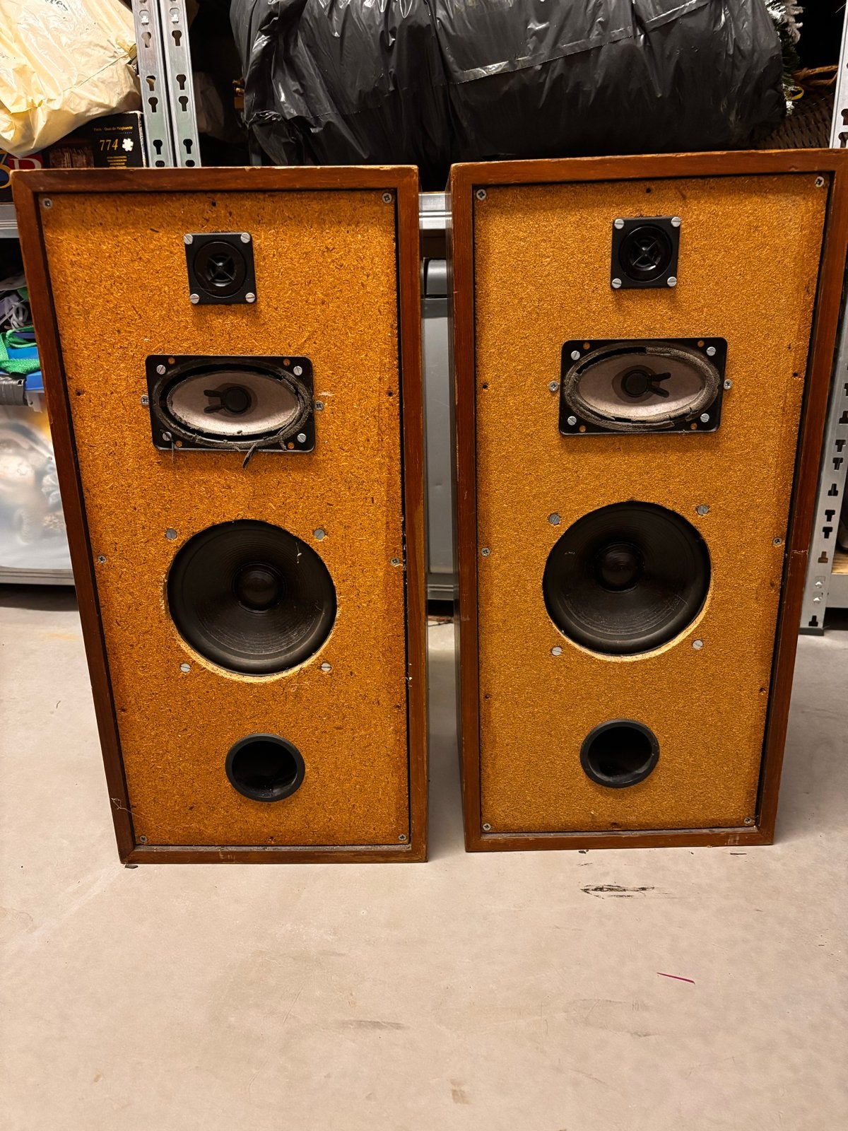 Muziekboxen Vintage met eiken buitenkant, Stereo speakers, Gebruikt, Basreflex, Ophalen