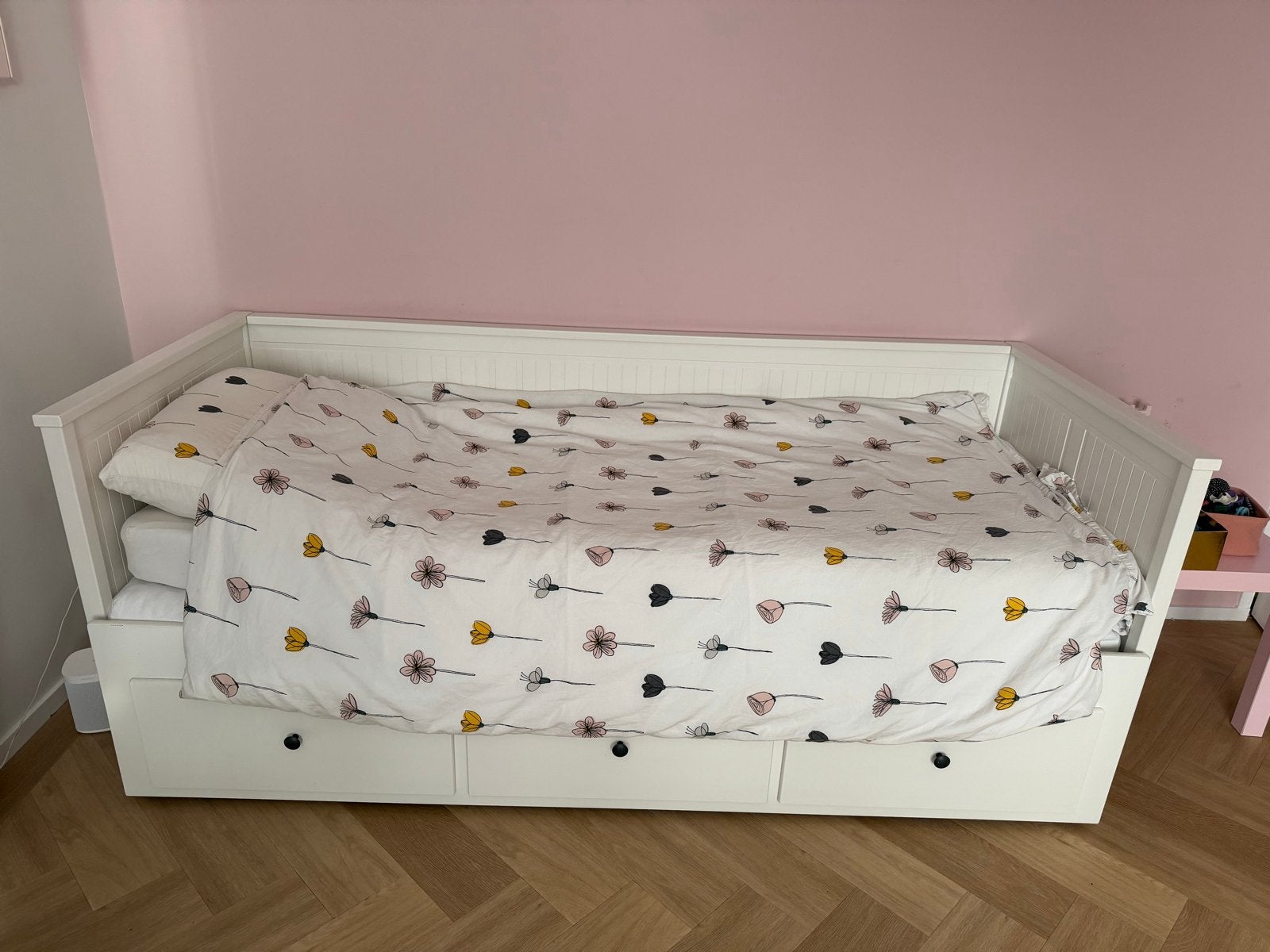 Ikea Hemnes uitschuifbaar bed 80x200 cm met 3 lades, Wit, Tweepersoons, Ophalen of Verzenden, 80 cm