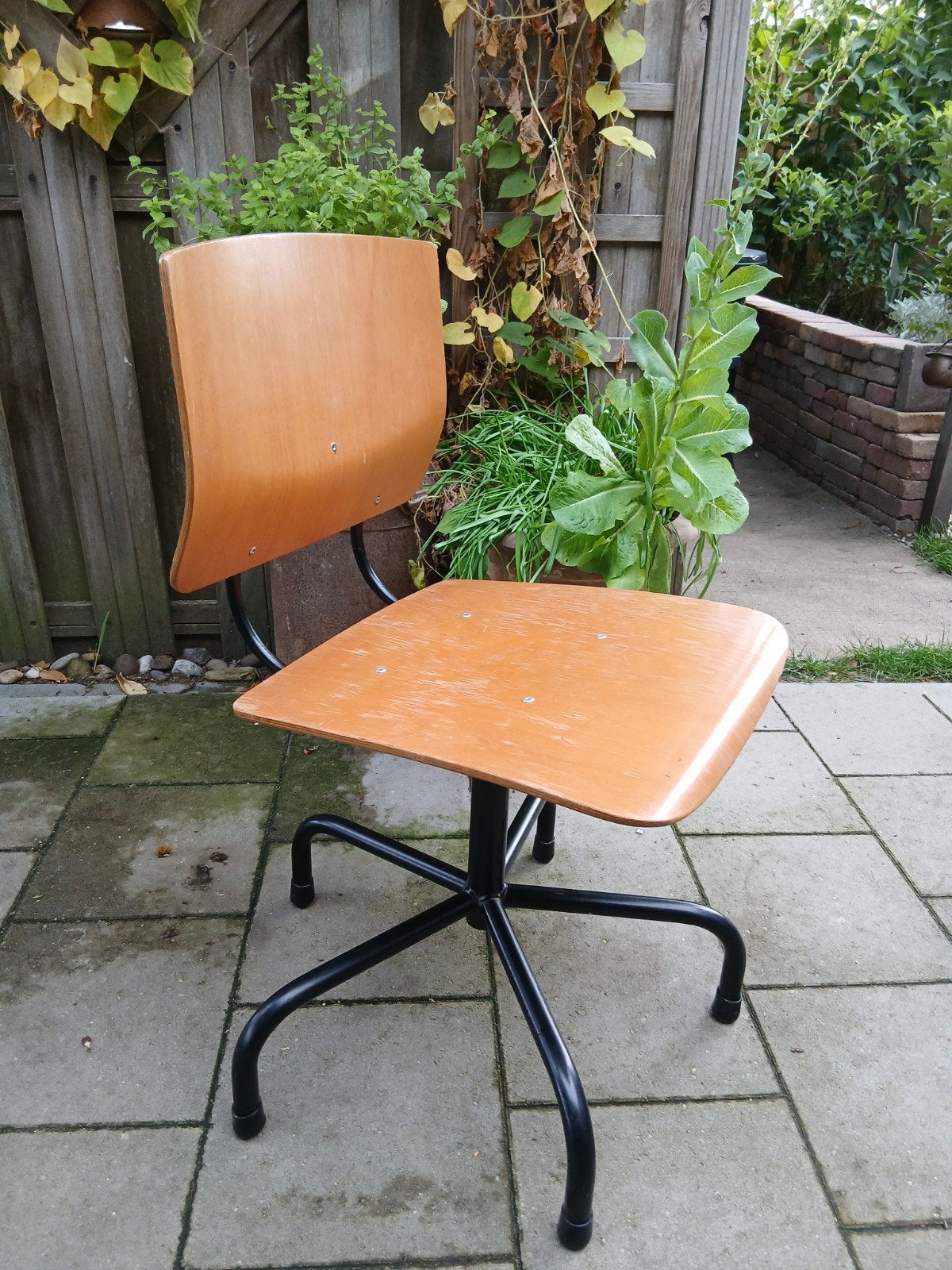 Vintage draaibare bureaustoel - Zithoogte 45 cm, Ophalen, Gebruikt, Bruin, Bureaustoel