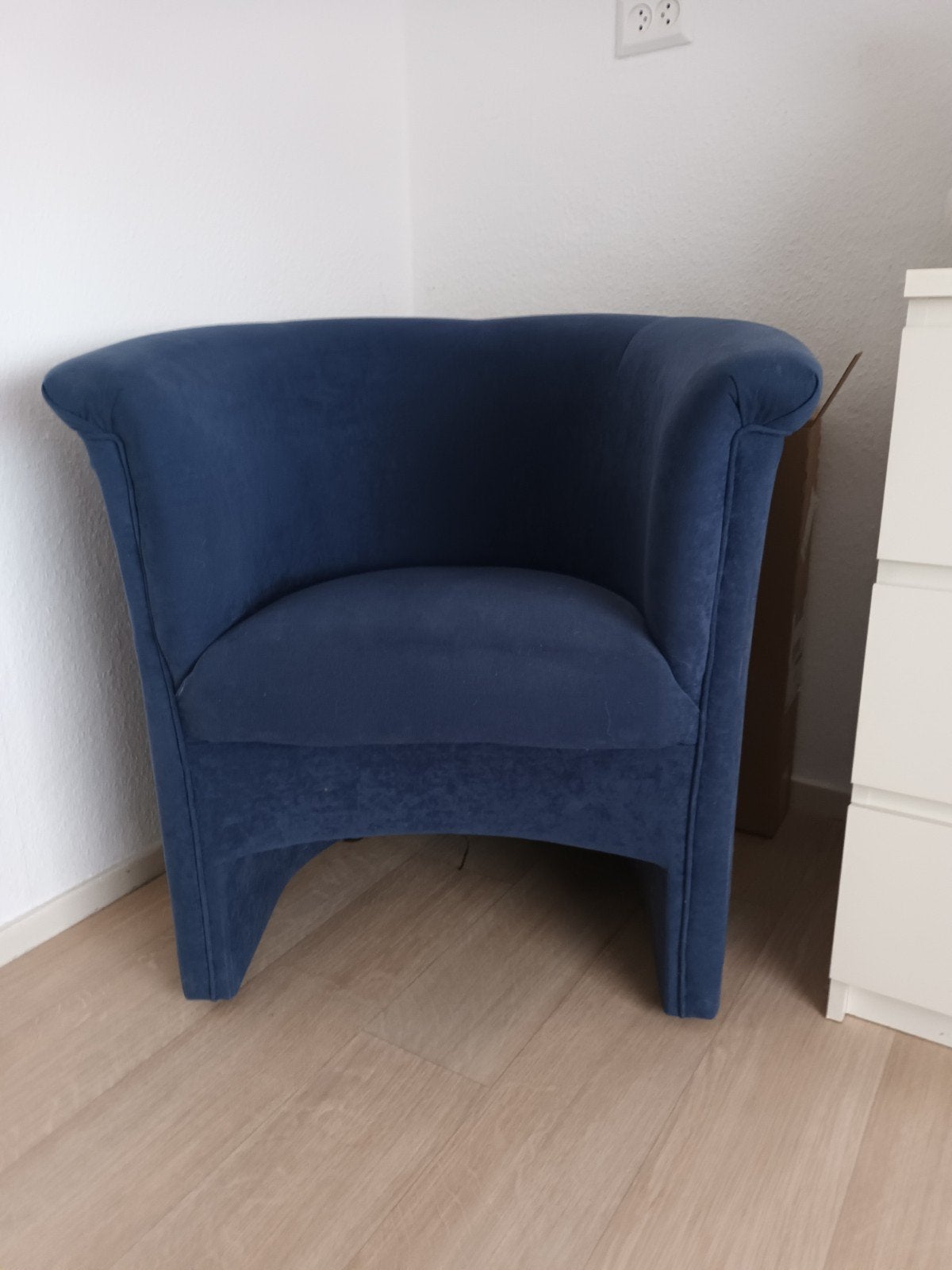blauwe stoffen fauteuil, Ophalen, Gebruikt, 75 tot 100 cm, 50 tot 75 cm