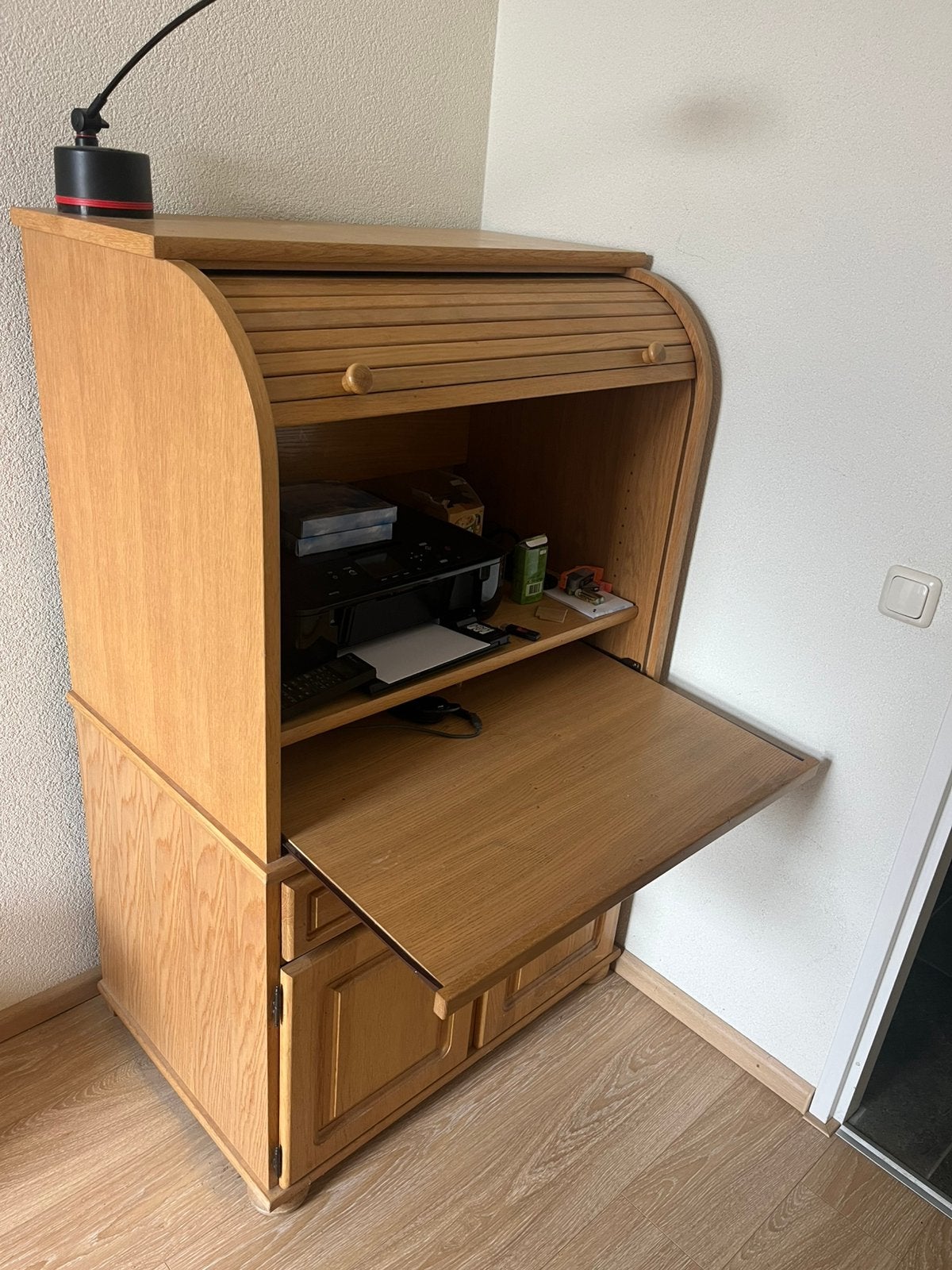 Eiken rolkast /bureau, Ophalen, Gebruikt