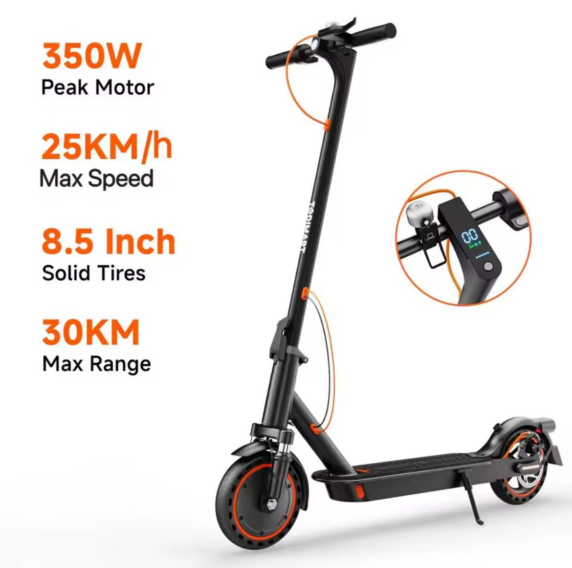 Todimart T6 E-scooter – Zgan (350W, 30km bereik, vering), Fietsen en Brommers, Steps, Ophalen, Zo goed als nieuw, Elektrische step (E-scooter)