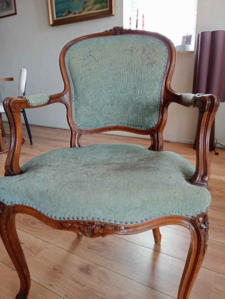 Brocante stoel, Huis en Inrichting, Stoelen, Ophalen, Gebruikt, Overige kleuren, Stof