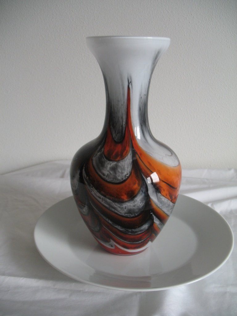 Vaas Glasvaas Venetië Murano * Gevlamd Vintage ( nr 2 ), Antiek en Kunst, Ophalen of Verzenden