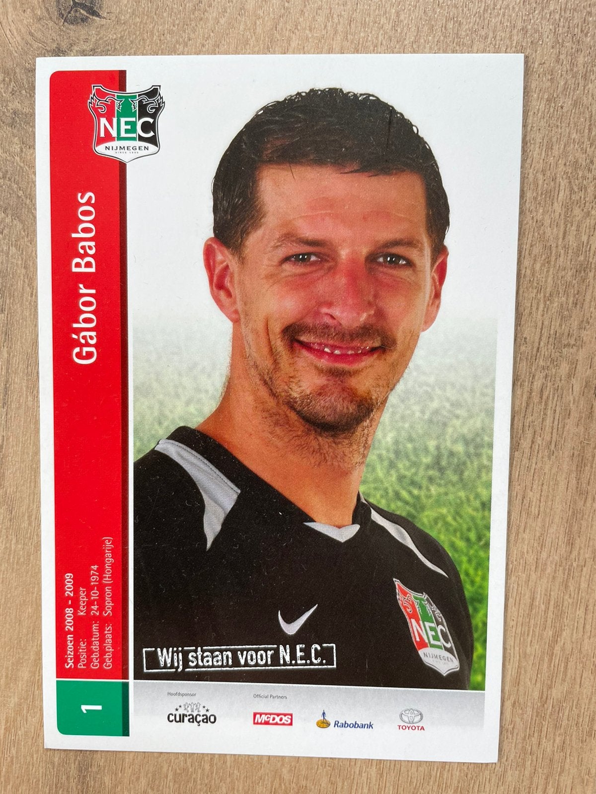 Fotokaart Gabor Babos (NEC , Feyenoord)., Ophalen of Verzenden, Nieuw, Feyenoord, Spelerskaart