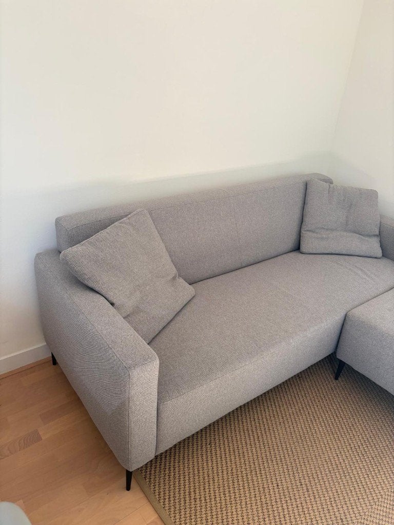 Moderne bank Goossens, inclusief hocker + sierkussens, Ophalen, Hoekbank, Driepersoons, 75 tot 100 cm